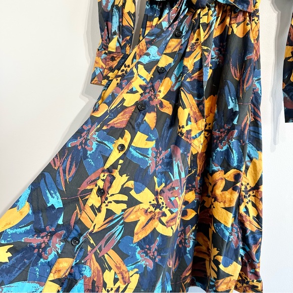 Marissa Webb Lily Floral Shirtdress long sleeve poplin cotton v-neck midi - Picture 6 of 13